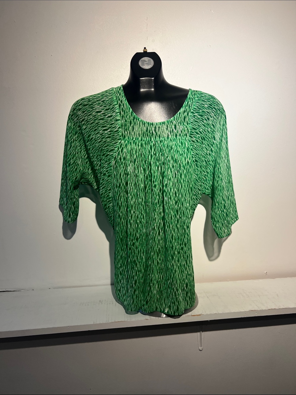 Michael Kors Green Patterned Scoop Neck Blouse